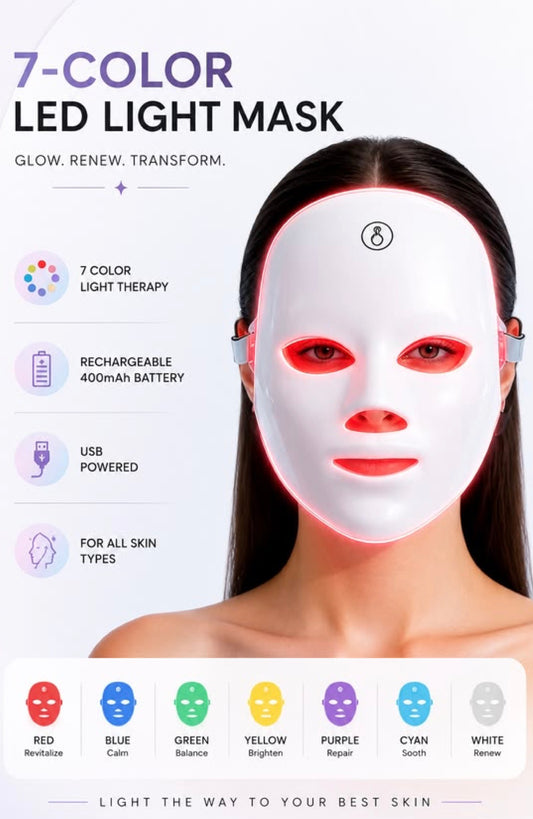 7-Color LED Face & Neck Mask | Light Therapy for Glowing Skin
