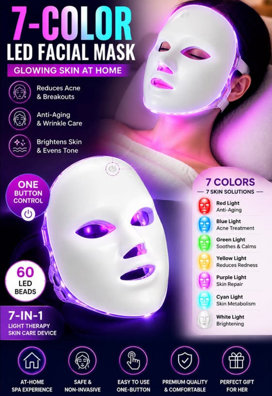 7-Color LED Face & Neck Mask | Light Therapy for Glowing Skin